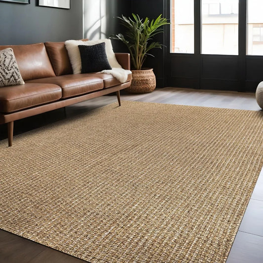 Natural Color Jute Rugs for Living Room, Indoor and Outdoor Area Rug, High Traffic, Solid Boho Woven Design, Outside Carpet