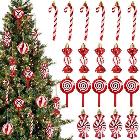 Christmas Lollipop Candy Cane Pendant Xmas Tree Hanging Ball Ornaments Christmas Decorations for Home New Year Gift 6pcs