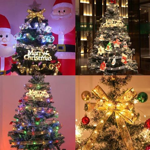 Ribbon Fairy Light Christmas Decoration Christmas Tree Ornaments For Home 2022 Bows String Lights Navidad Natal New Year 2023