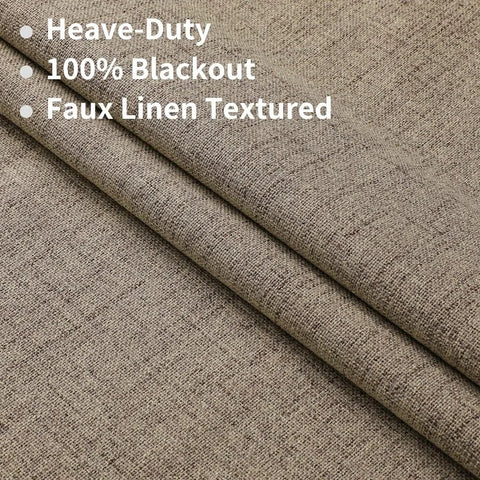 Blackout Linen Curtains Long 100% Blackout Drapes 95 inch Length 2 Panels Set