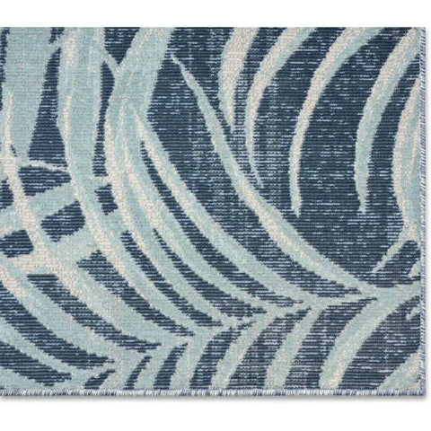 Palm Springs Coastal Indoor/Outdoor Area Rug, Navy Blue/Aqua Blue, 7'10"x10'2", Indoor/Outdoor Carpet