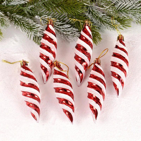 Christmas Lollipop Candy Cane Pendant Xmas Tree Hanging Ball Ornaments Christmas Decorations for Home New Year Gift 6pcs