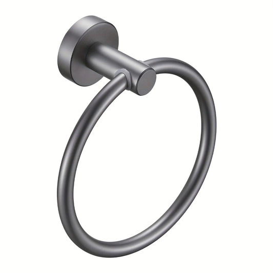 1pc Sturdy Space Aluminum Hand Towel Ring - Durable, 180° Rotating Design - Aesthetic Simple Style for Vanity Spaces