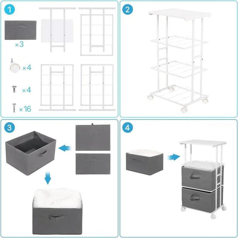 Dresser Storage with 3 Drawers, Fabric Dresser Tower, Vertical Storage Unit for Bedroom, Closet, Office