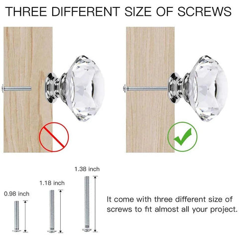 16Pcs Crystal Glass Door Knobs Mini Diamond Cabinet Pull Handle Furniture Decorative Pulls Knobs for Home Office