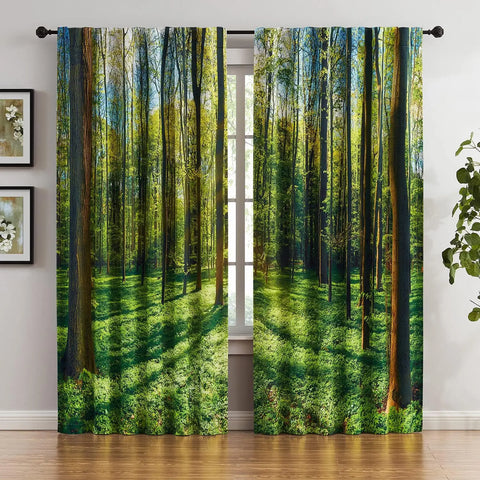 Metallic Tree Blackout Curtains Bedroom Length Living-Room Branch Print Curtain Panels Triple Weave Thermal Insulated Drapes