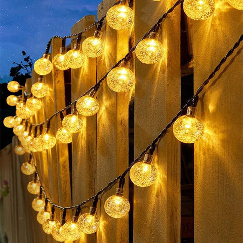 Solar Crystal Globe LED String Lights LED 8 Lighting Modes IP65 Fairy Light Christmas Garland For Garden Party Decor 1pc/2pcs