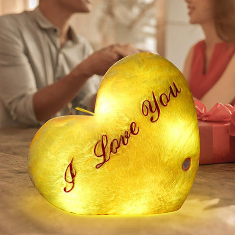 50cm Creative Light Up Led Heart Shaped Stuffed Plush Letter Lovers Colorful Glowing Gift For Girlfriend Pillow Valentine's Day