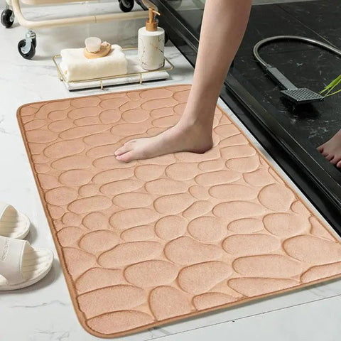 Memory Foam Foot Pad Cobblestone Embossed Bath Mat Non-slip Carpet Absorbent Bathroom Non-slip Accessories 40x60x1.5cm