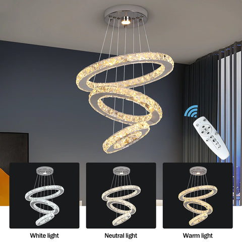 Crystal Luxury Pendant Lights for Living Room Remote Control Chandelier Lamp Bedroom Dining Room Smart Hanging Lighting Fixtures