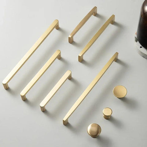 Cabinet Handle Drawer Wardrobe Pulls Solid Brass Cupboard Pull Dresser Knob Brass Furniture Long Handle Cocina Accesorio