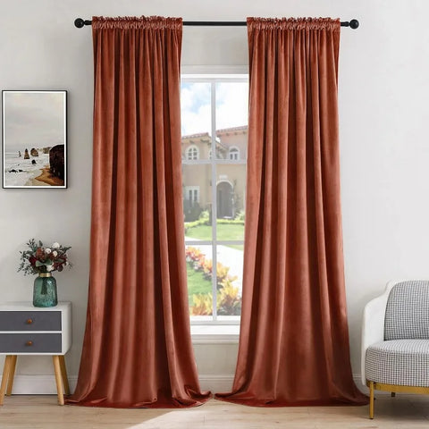 Curtains Thermal Insulated Blackout Curtain Drapes for Bedroom Living Room Darkening  Long Curtains Panels Rod Pocket Set of 2