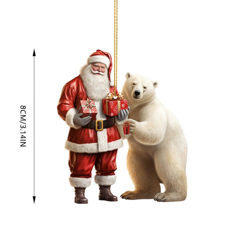 Happy New Year Cute Polar Bear Christmas Scene Decoration Circular Christmas Ornaments For Tree