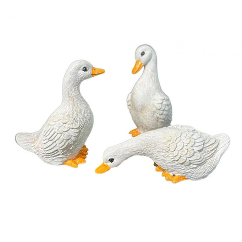 3 Pcs Garden Statues Duck Statues Home Decor Cute Sculptures Animal Figures