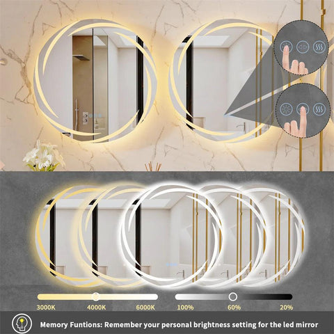 LUVODI Illuminated Bathroom Wall Mirror with Light Circle Backlit LED Bath Vanity Mirror Defog