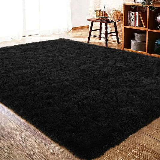 Area Rugs 8x10 Feet for Living Room Rugs, Ultra Soft Fluffy Black Rugs for Bedroom, Non-Slip Modern Large Shag Bedroom Rug