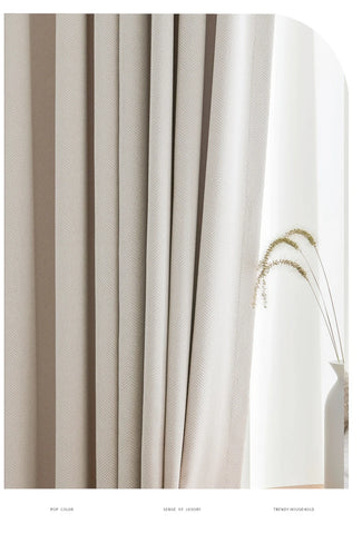 2024 new thickened French light luxury cream curtain cloth solid color bedroom living room full blackout sunscreen cotton linen