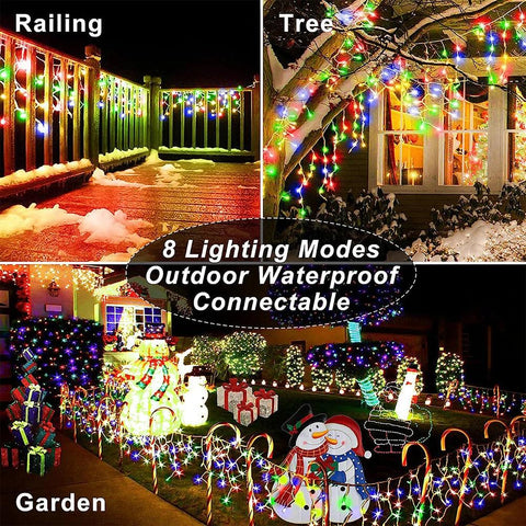 NEW 2024 Christmas Decorations Lights Solar Icicle Curtain Lights 8 Modes Outdoor Waterproof Garden Party New Year Decoration