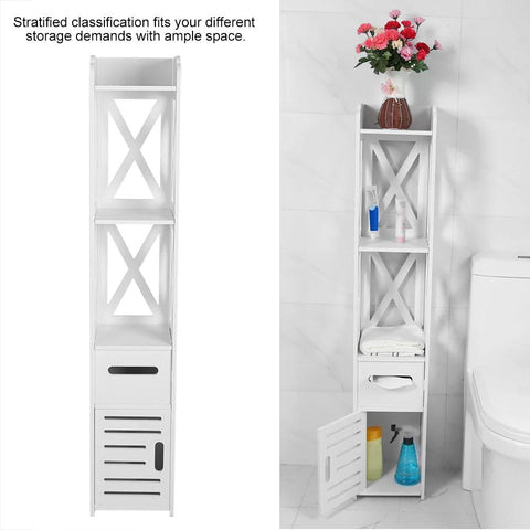 2X White Wooden Bathroom Cabinet Shelf Cupboard Bathroom Storage Rack Bathroom Cupboard Bathroom Cabinet Bathroom Storage Rack