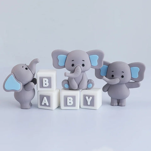 Baby Elephant Cake Topper for Baby Shower Elephant Cake Decoration Kids 2nd 1st Birthday Party Decoration Boy Girl Gender Reveal