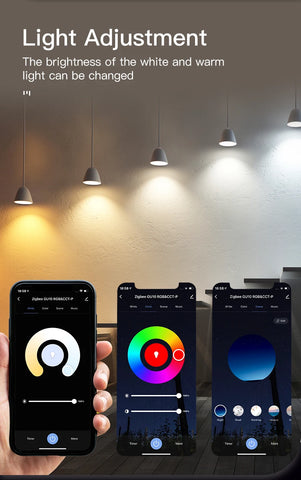 Tuya ZigBee GU10 Smart LED Bulbs RGB C+W White 4.7W Dimmable Lamps Smart Life APP  Control Light Bulbs Work with Alexa/Google