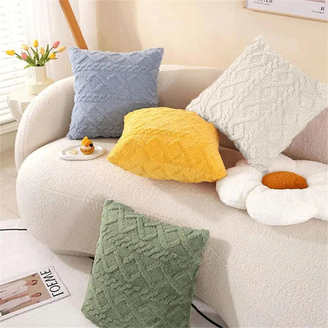 Olanly Twist Knitting Plush Pillow Cover 45x45 Vintage Knitted Pillow Case For Sofa Couch Cushion Cover Plush Pillowcase 50x50cm