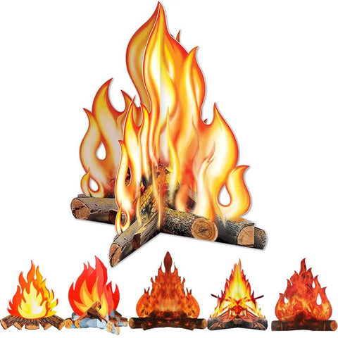 3D Decorative Cardboard Campfire Centerpiece Artificial Fire Fake Flame Paper Party Decortion Flame Torch for Christmas New Year