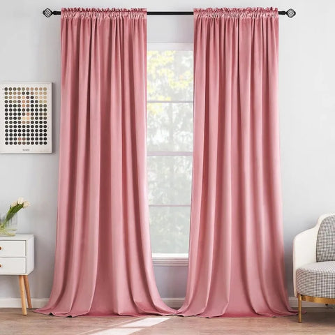 Curtains Thermal Insulated Blackout Curtain Drapes for Bedroom Living Room Darkening  Long Curtains Panels Rod Pocket Set of 2