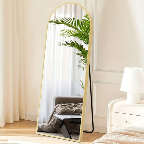 Full Body Mirror - 64"x21" / 59"x16" Size, Tall Arched Floor Standing Mirror with Aluminum Alloy Thin Frame, Suitable for