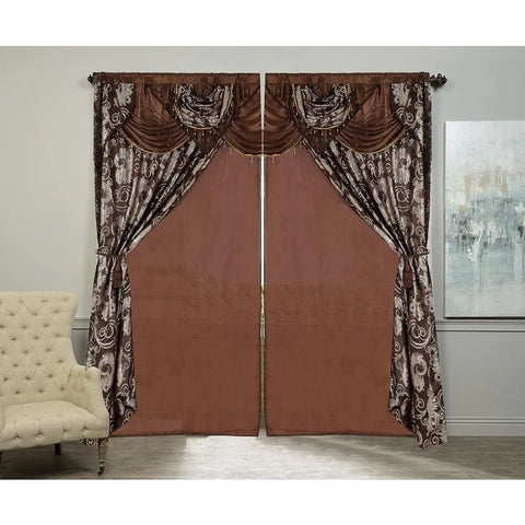 Jacquard Luxury Window 1 Panel Set Curtain with Attached Valance and Backing Bedroom