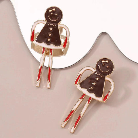 Sweet Christmas Gingerbread Man Earrings 2024 New Year Gifts