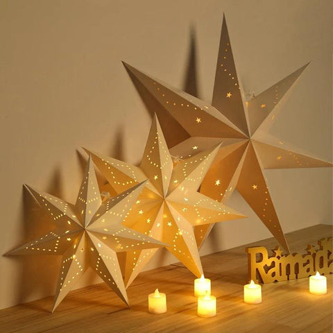 30-75cm Christmas Hollow Star Hanging Pendant Window Grille Christmas Decoration for Home 2024 Paper Lampshade Wedding Xmas Gift