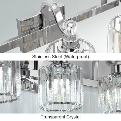 Modern Bathroom Vanity Light Stainless Steel Crystal Vanity Lights Over Mirror Modern Crystal Bathroom Wall Lighting Fixtures