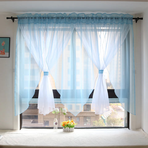 Solid Voile Veil Livingroom Balcony Bedroom Curtain Sheer Short Kitchen Window Treatments