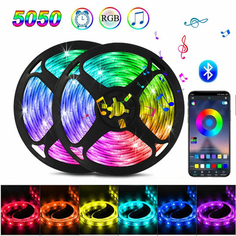 RGB LED Strip Lights Christmas Smart SMD 5050 Bluetooth Festoon Flexible Tape Diode Ribbon Backlight APP Control Home Room Decor