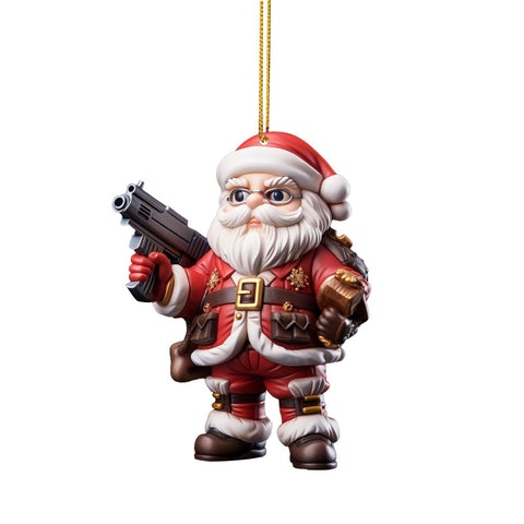 Acrylic Cool Santa Double Print Christmas Pendant Decoration Gift 2d Hanging New Year Decoration