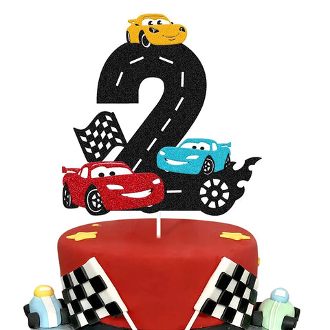 Disney Cartoon Lightning McQueen Car Theme Birthday Cake Topper Car Racing Boy Birthday Baby Shower Cake Decoration Supplies