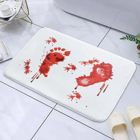 Halloween Blood Bathroom Carpet Quick Drying Footprints Halloween Decor Floor Rug With Anti-Slip Bottom Shower Mat Bloody