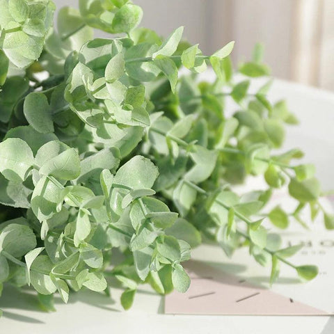 1 Pcs Eucalyptus Leaves Bunch Branch Artificial Plastic Plants Leaves Green Stems Wedding Fake Flowers DIY Decoration