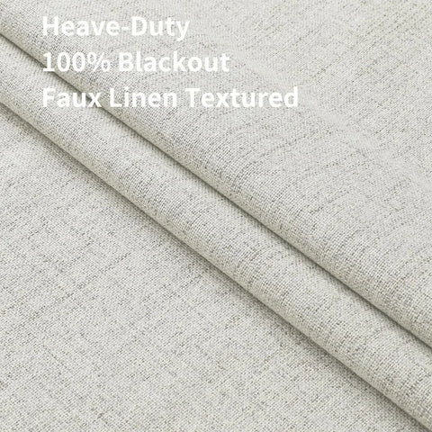 Blackout Linen Curtains Long 100% Blackout Drapes 95 inch Length 2 Panels Set