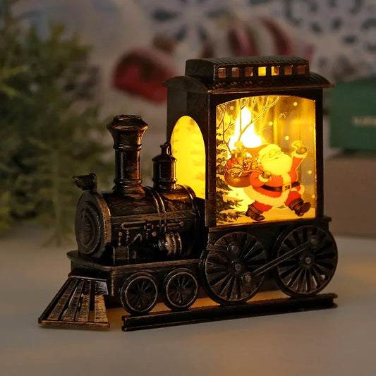 LED Night Lights Vintage Portable Train Night Lamp Battery Powered Outdoor Hanging Lanterns Christmas Festive Party Decoration