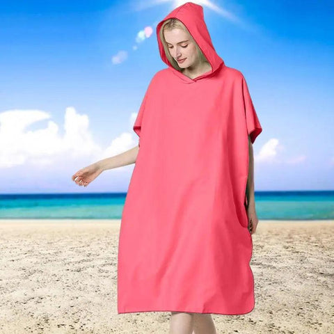 Hooded Bathrobe Absorbent Microfiber Swimming Adult Bathrobe Quick-Drying Beach Poncho Wearable Blanket Spa Robe For Aquatics