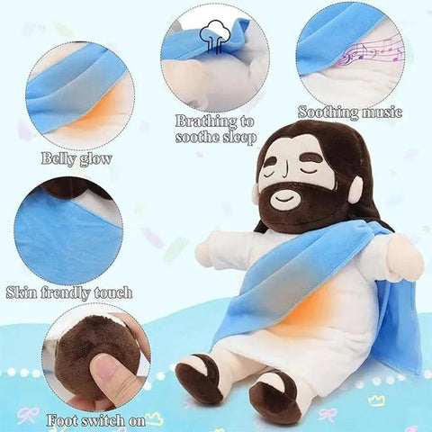 New Baby Soothing Breathing Jesus Plush Toy Jesus Doll Four-gear Adjustment Children Music Sleep Companion Christmas Toy Gifts