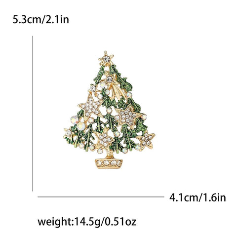 Christmas Rhinestone Star Tree Brooches for Women Unisex Enamel Botanical Pins Office Party Friend Gifts Jewelry Accessories