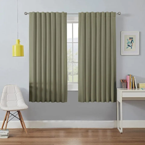 Blackout Linen Curtains Long 100% Blackout Drapes 95 inch Length 2 Panels Set