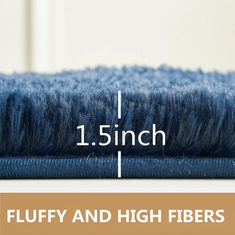 Rugs , Area Rug,  Clearance Navy Blue Laundry Room Rug, Large Throw for Playroom Room- Soft, Fluffy, Shaggy Carpets