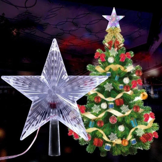 Christmas Color Changing Xmas Christmas Tree Topper Star Shiny Rotating Light Party LED Lamp Home Decoration