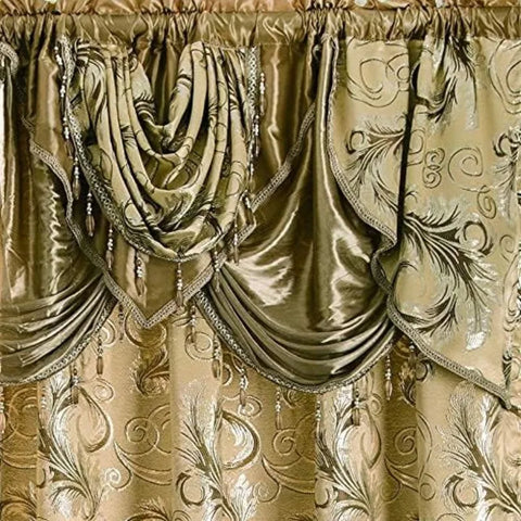 Jacquard Luxury Window 1 Panel Set Curtain with Attached Valance and Backing Bedroom