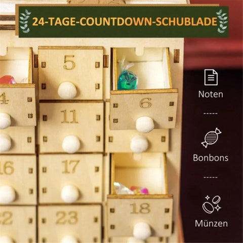 The 2-in-1 Christmas advent calendar and light up Christmas decorations, the 24-day countdown drawer allows you to store things