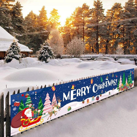 Christmas Outdoor Banner Flag Merry Christmas Decoration for Home 2024 Xmas Ornament Navidad Natal Noel Gift Happy New Year 2025